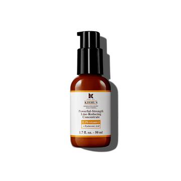 En 75 ml flaska med Kiehl's Powerful-Strength Line-Reducing Concentrate mot en vit bakgrund.