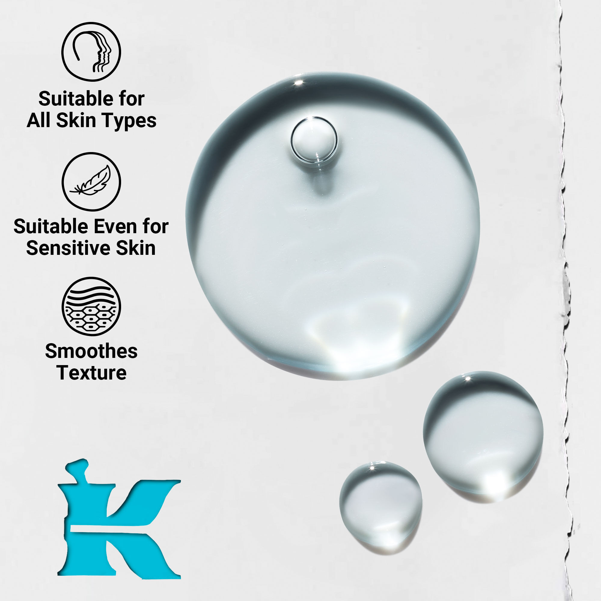 Narbild på konsistensen av Clearly Corrective Triple Acid Peel som visar klara vatskedroppar och bubblor.