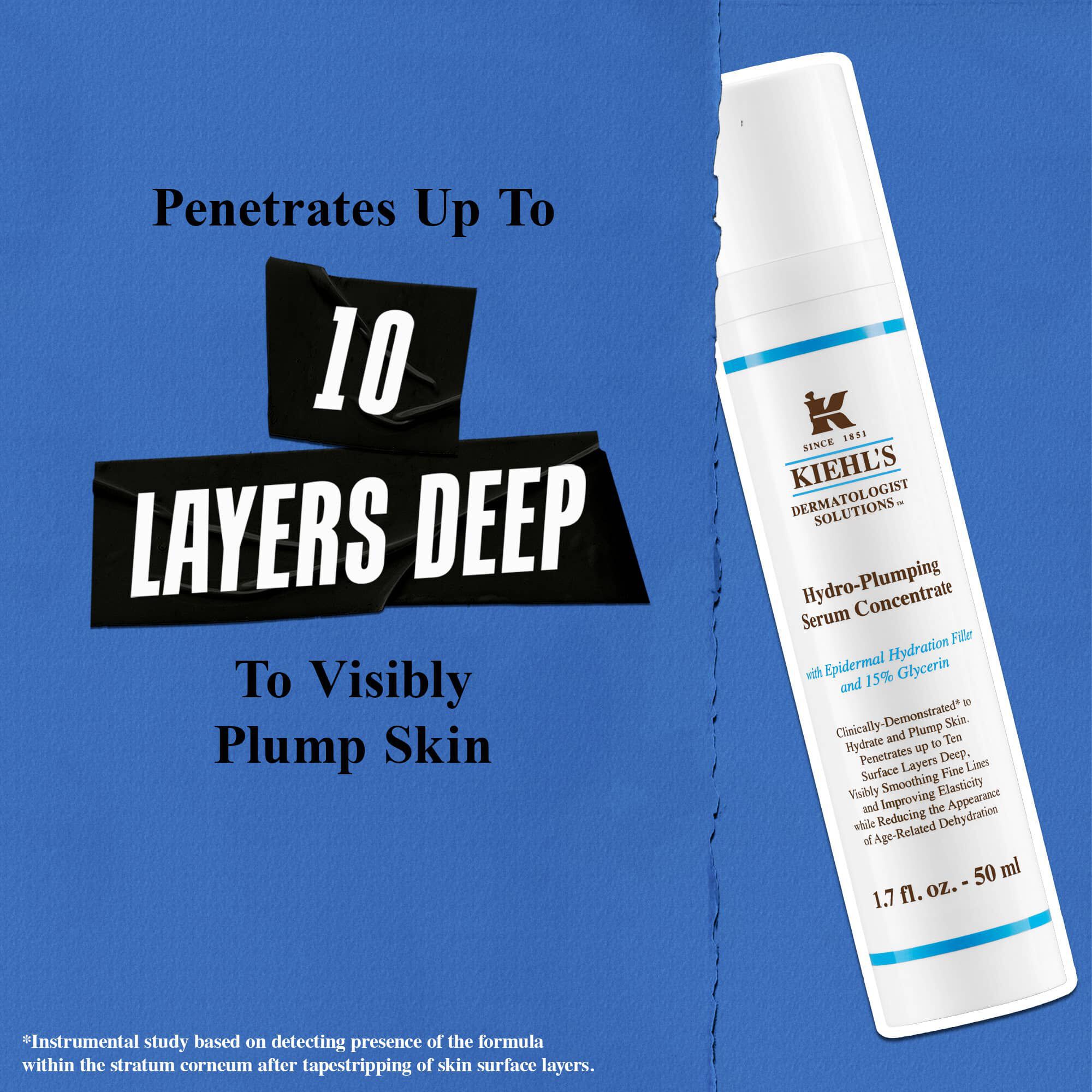 Kiehl's Hydro Plumping Serum Concentrate går ner 10 lager i huden for att ge den synlig fyllighet