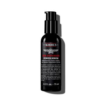 En 75 ml flaska med Kiehl's Age Defender Power Serum mot en vit bakgrund.