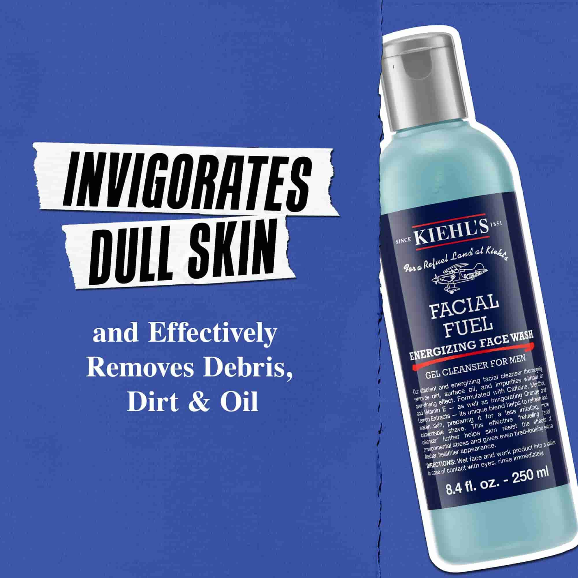 Facial Fuel Energizing Face Wash piggar upp glanslos hy och tar effektivt bort orenheter, smuts och olja