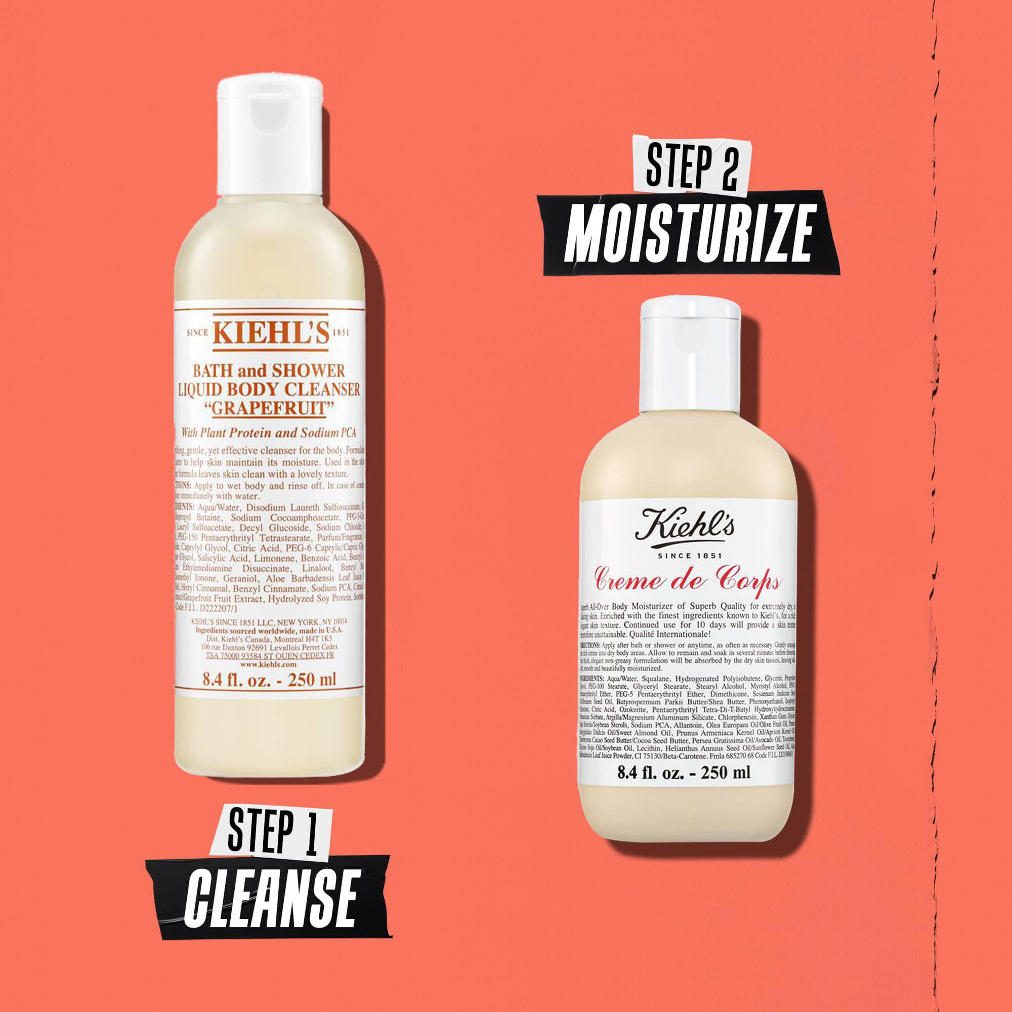 Illustration av rutin med Kiehl's Grapefruit Body Cleanser – Rengor, Återfukta