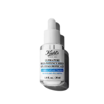 En 30 ml flaska med Kiehl's Ultra Pure 1.5% Hyaluronic Acid Serum mot en vit bakgrund.