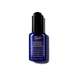 En 30 ml flaska med Kiehl's Midnight Recovery Concentrate ansiktsolja mot en vit bakgrund.